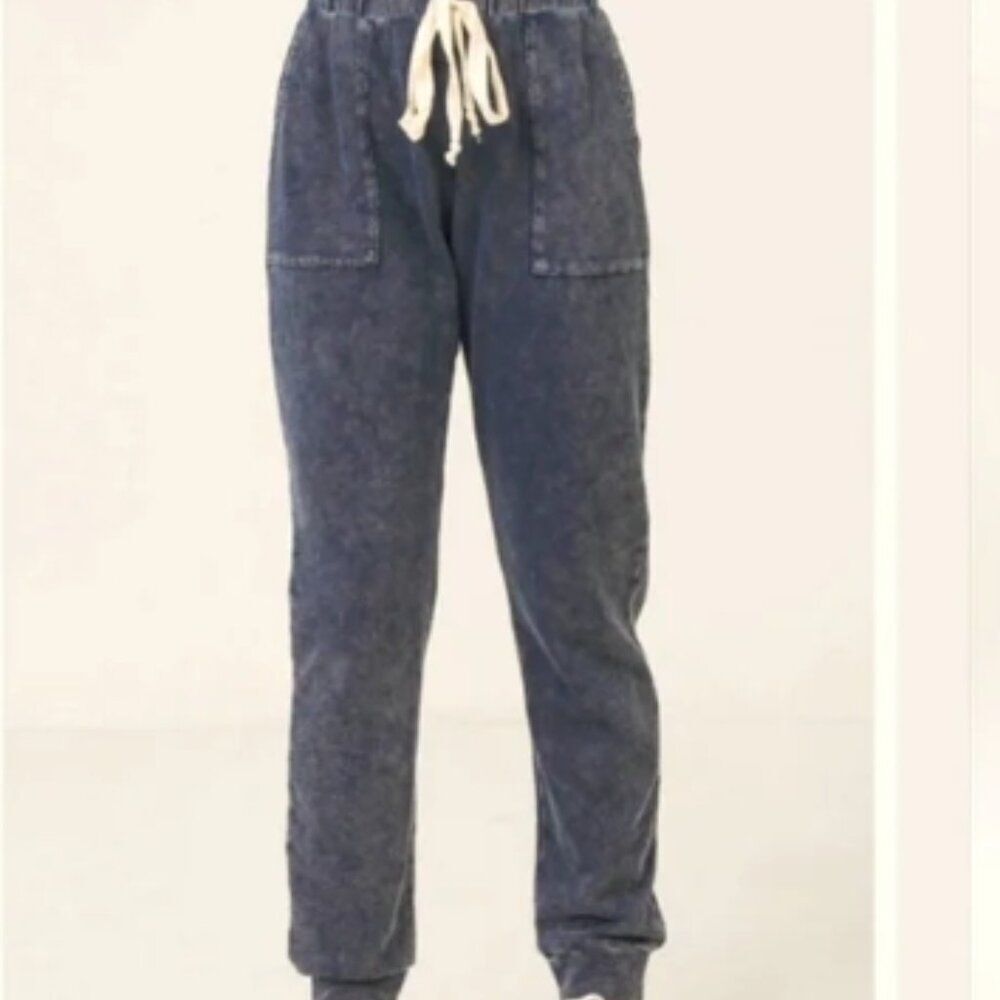 Like New! Caution To The Wind Acid Wash Black Jogger Pants in Size M